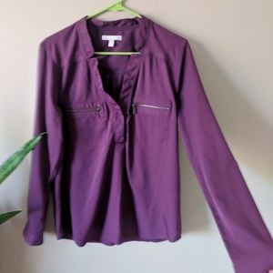 Long-sleeved purple blouse